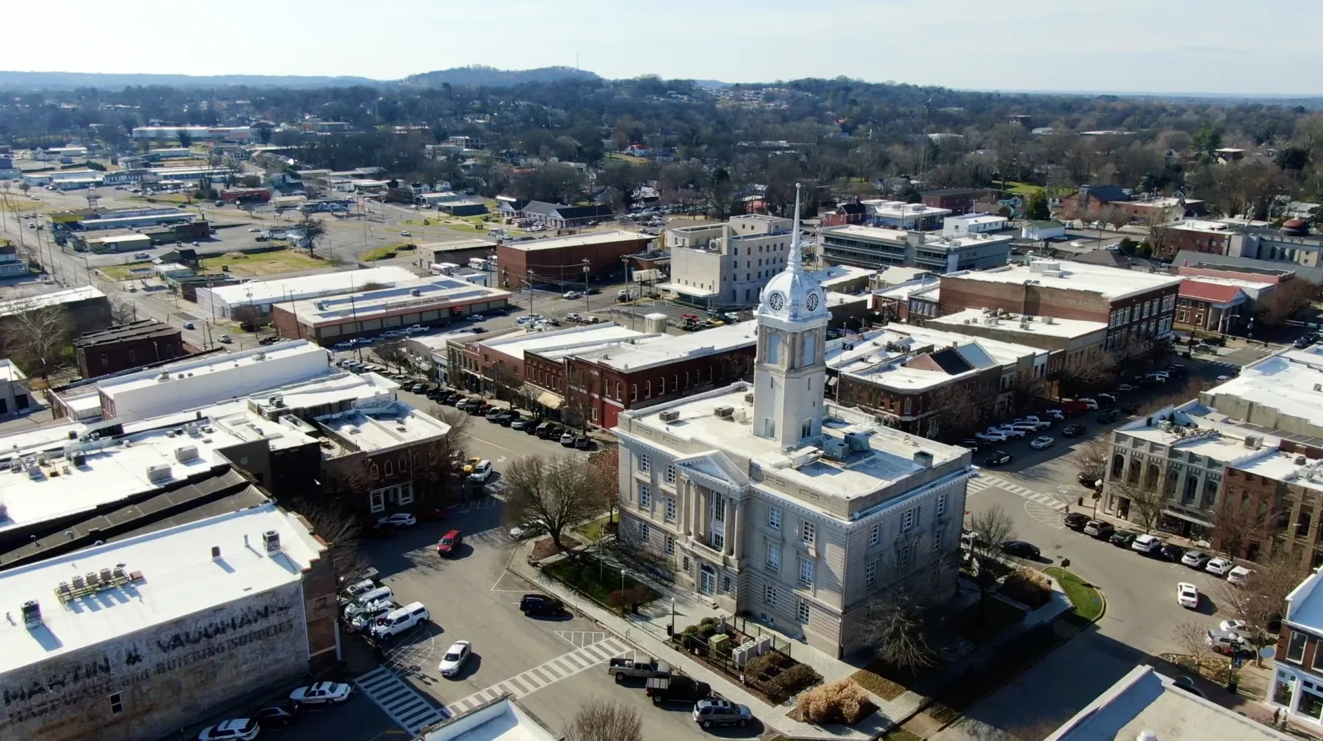 Downtown Columbia, TN Aerial View